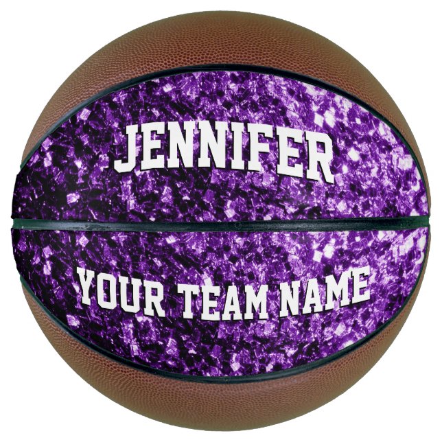 Dark purple glitter sparkles bling Your name Team Basketball (Front)