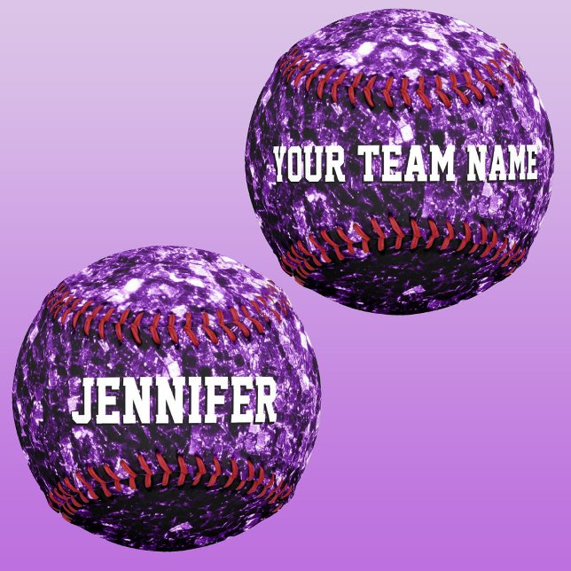 Dark purple glitter sparkles bling Your name Team Softball (Dark purple glitter sparkles bling Your name Team Custom Softball ball for girls. )