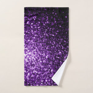 Dark Purple glitter sparkles  Hand Towel