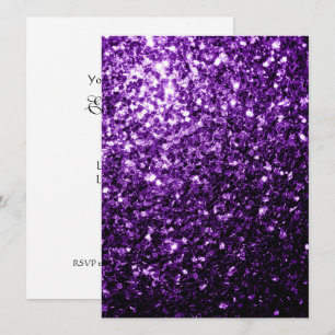 Dark Purple glitter sparkles Personalise Invitation