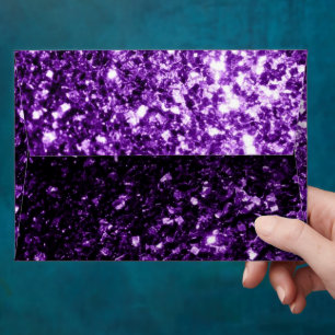Dark Purple glitter sparkles print envelope