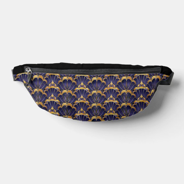 DARK PURPLE & GOLD ART DECO PATTERNS BUM BAGS (Lay Down)
