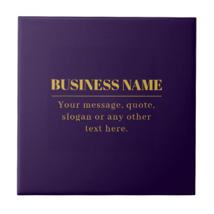 Dark Purple & Gold Business Name or Greeting Ceramic Tile