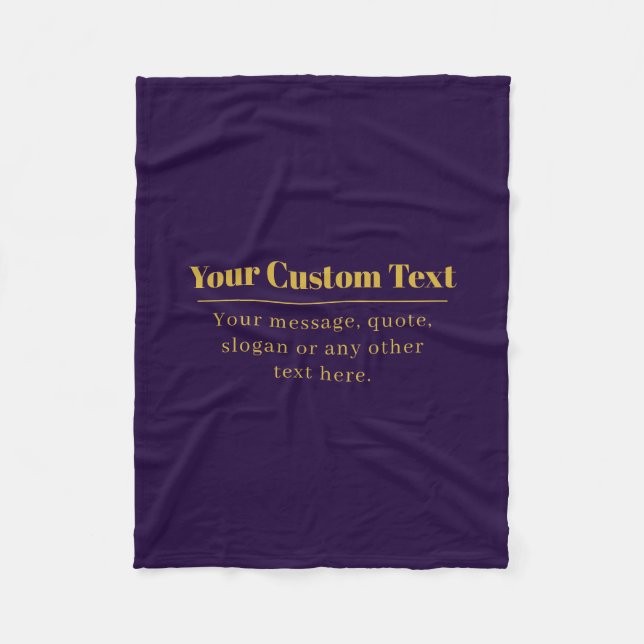 Dark Purple & Gold Business Name or Greeting  Fleece Blanket (Front)