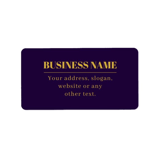 Dark Purple & Gold Business Name or Greeting  Label (Front)