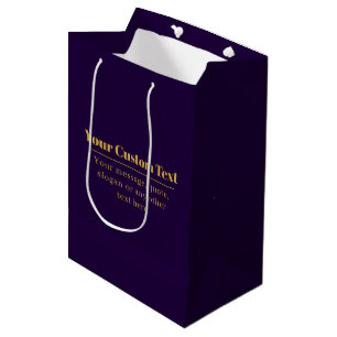 Dark Purple & Gold Business Name or Greeting Medium Gift Bag