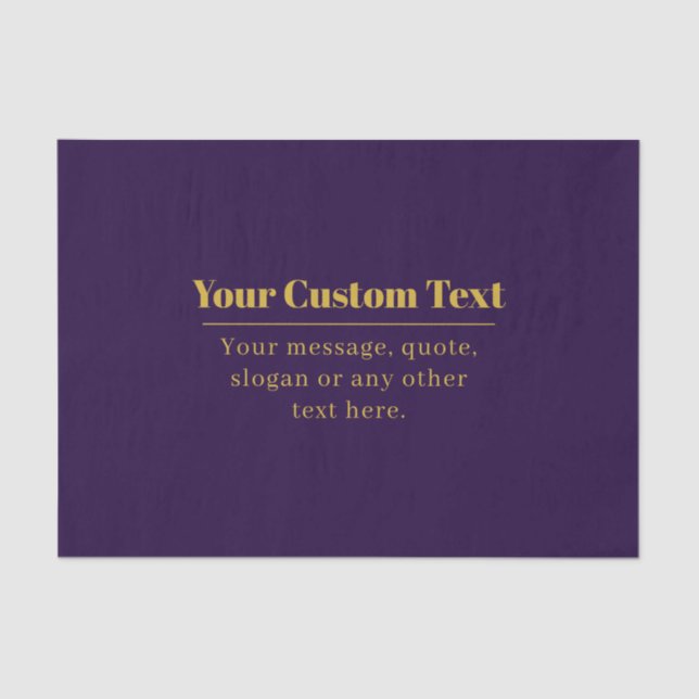 Dark Purple & Gold Business Name or Greeting  Tissue Paper (Front)