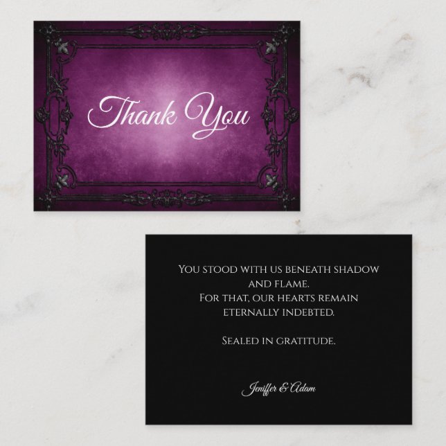 Dark purple Gothic Alternative Halloween wedding Card (Front/Back)