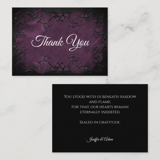 Dark purple Gothic Halloween wedding Card (Front/Back)