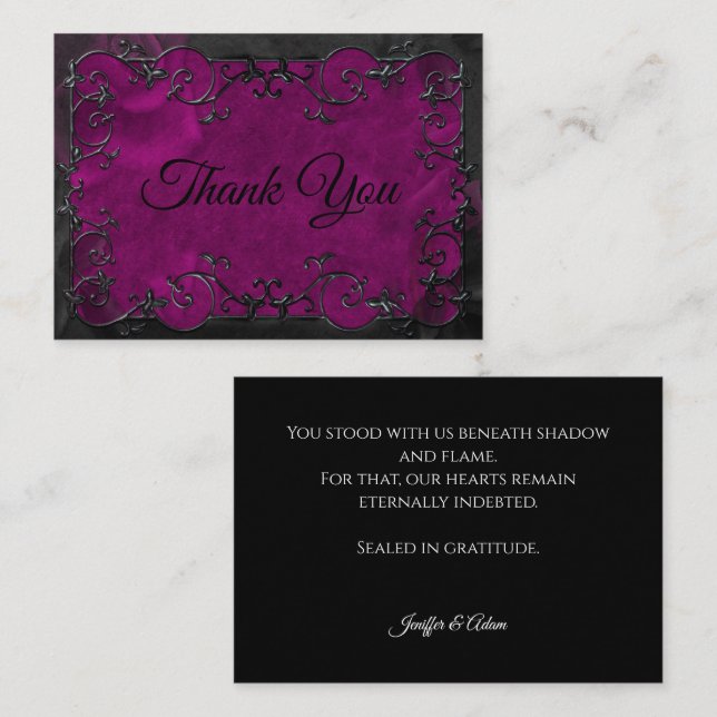 Dark purple Gothic Halloween wedding Card (Front/Back)
