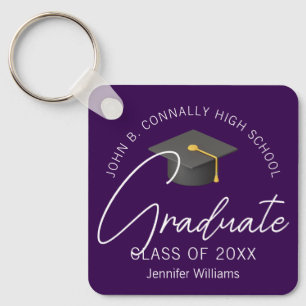 Dark Purple Graduate Custom 2025 Graduation Key Ring