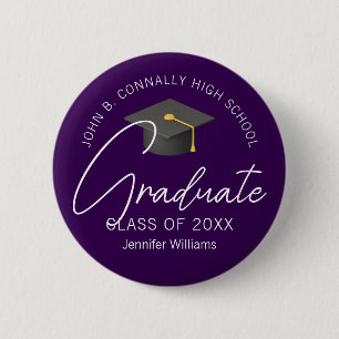 Dark Purple Graduate Personalised Graduation 6 Cm Round Badge