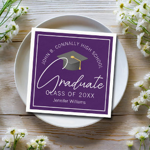 Dark Purple Graduate Personalized Graduation Party Napkin