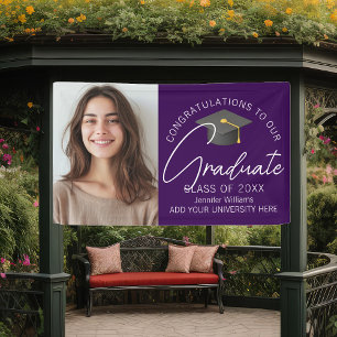 Dark Purple Graduate Photo 2025 Graduation Party Banner
