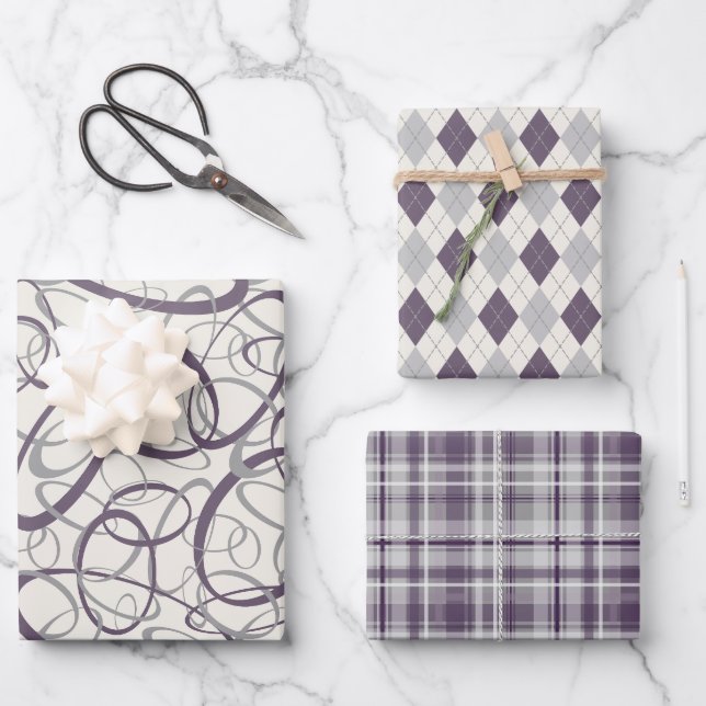 dark purple grey any occasion wrapping paper sheet (Front)