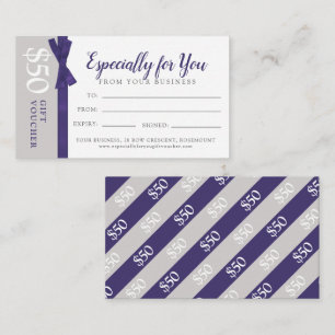 Dark purple grey business gift voucher certificate card