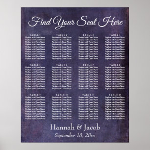 Dark Purple Grunge Reception Seating Chart