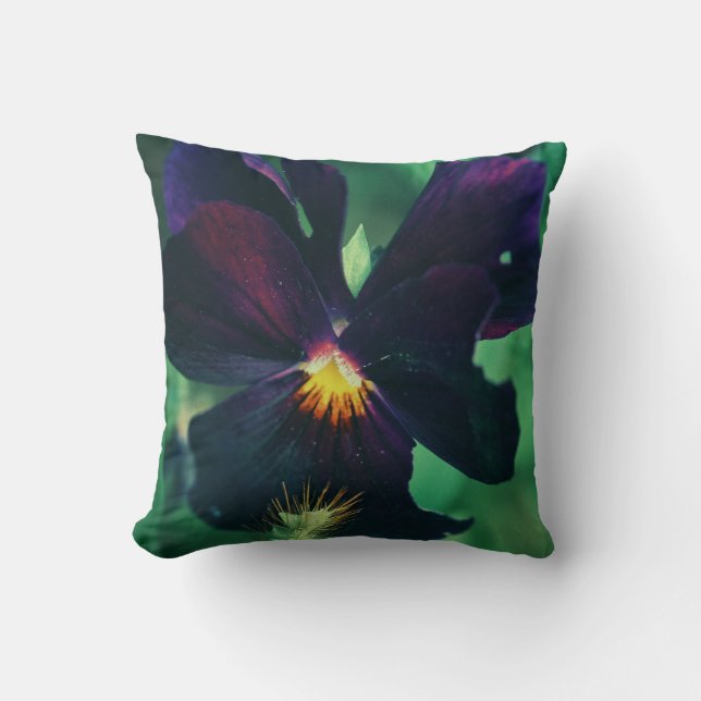 Dark Purple Iris Flower Cushion Throw Pillow (Front)
