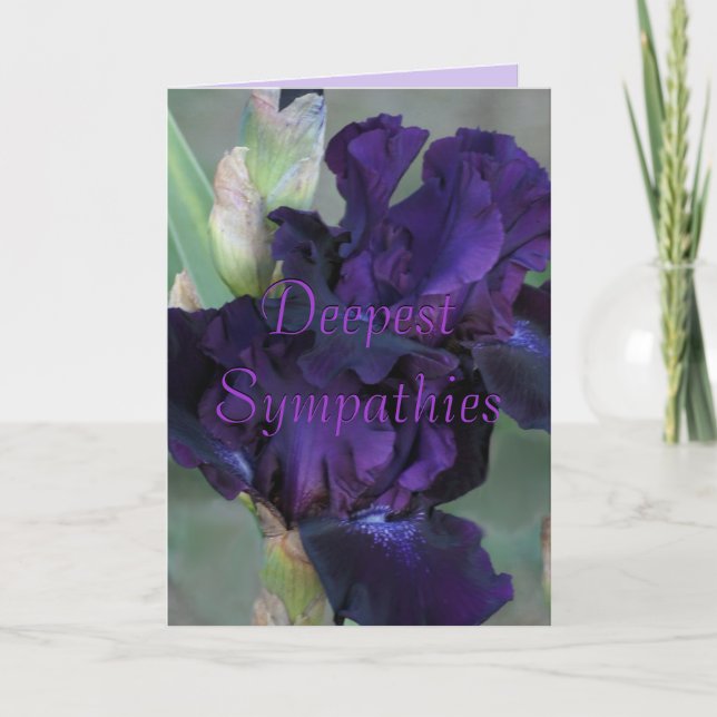 Dark Purple Iris Sympathy Card- customise Card (Front)