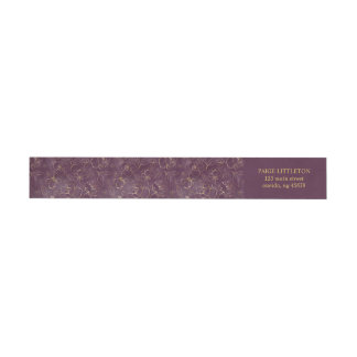 Dark Purple Label with Hand Drawn Gold Flowers
