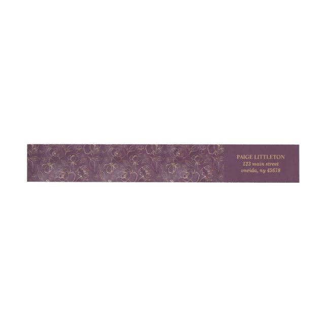 Dark Purple Label with Hand Drawn Gold Flowers (Individual)