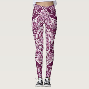 Dark Purple Lace AI art  Leggings