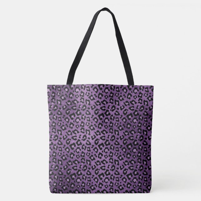 Dark Purple Leopard Print Tote Bag (Front)