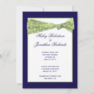 Dark Purple Light Green Polka Dots Post Wedding Ce Invitation