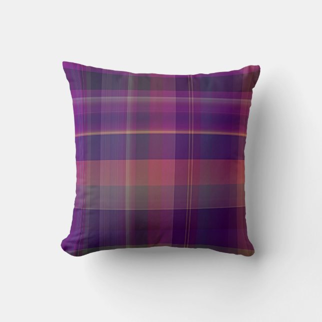Dark Purple Madras Plaid Stripe Pattern Cushion (Front)