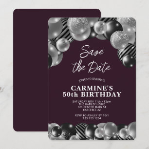 Dark Purple Men's 50th Birthday Invitation