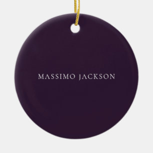 Dark Purple Minimalist Plain Modern  Ceramic Ornament