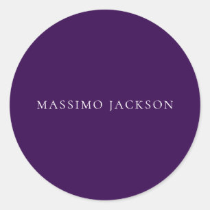 Dark Purple Minimalist Plain Modern Classic Round Sticker