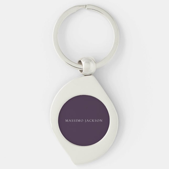 Dark Purple Minimalist Plain Modern  Key Ring (Front)
