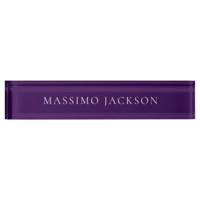 Dark Purple Minimalist Plain Modern  Nameplate (Front)
