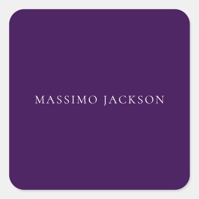 Dark Purple Minimalist Plain Modern  Square Sticker (Front)