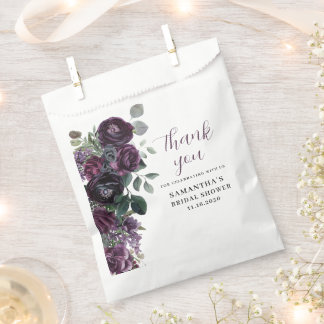 Dark Purple Moody Floral Bridal Shower Favour Bag