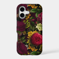 Dark Purple Moody Florals Antique Flower Black