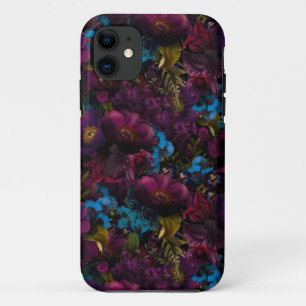 Dark Purple Moody Florals Antique Flowers iPhone 11 Case