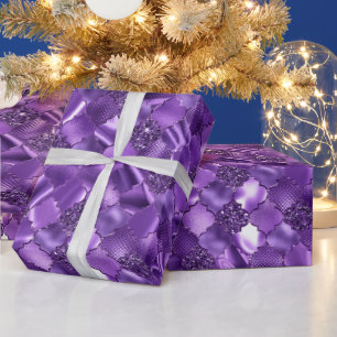 Dark Purple Moroccan Quatrefoil Pattern Wrapping Paper