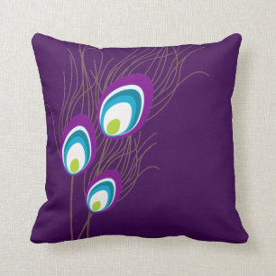 Dark Purple Peacock Feathers Cushion