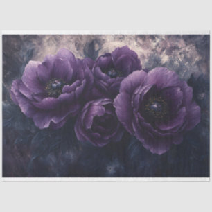 Dark Purple Peonies Gothic Decoupage Tissue Paper