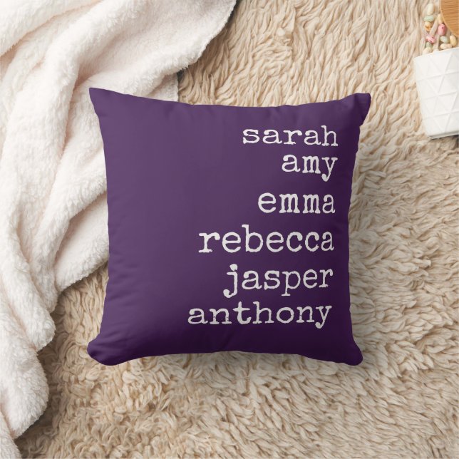 Dark Purple Personalised Family Names Monogram  Cushion (Blanket)
