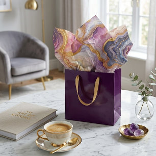 Dark Purple Pink Gold Marble Tissue Paper