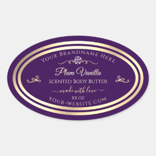 Dark Purple Product Label Gold Frame Vintage Rose