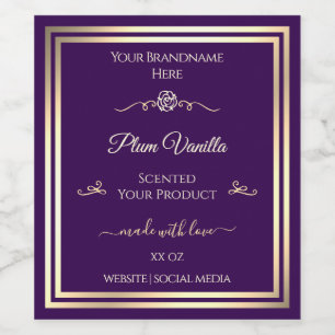 Dark Purple Product Label Gold Frame Vintage Rose