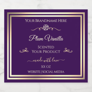 Dark Purple Product Label Gold Frame Vintage Rose