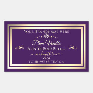 Dark Purple Product Label Gold Frame Vintage Rose