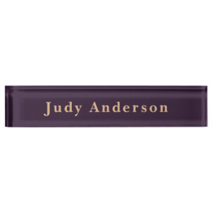 Dark Purple Professional Plain Modern Elegant Nameplate
