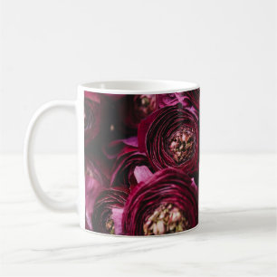 Dark Purple Ranunculus, Blossoming Close-Up. Coffee Mug
