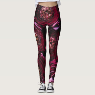 Dark Purple Ranunculus, Blossoming Close-Up. Leggings